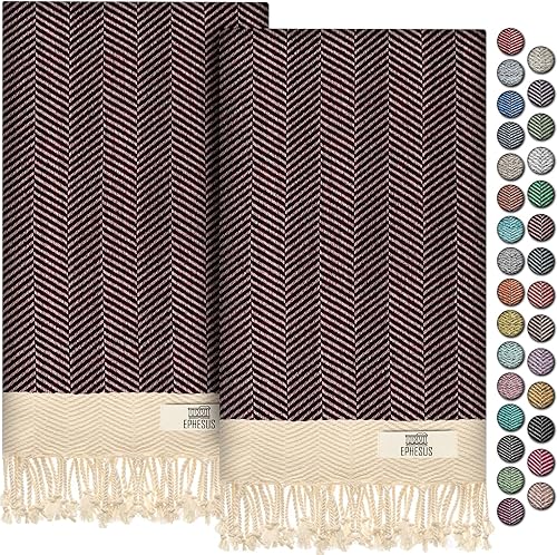 Miniatura 46 de Toallas de mano – Juego de 2 18" x 30" – Toalla de mano turca decorativa para baño, cocina, invitados, cara, cabello, té, paño de cocina