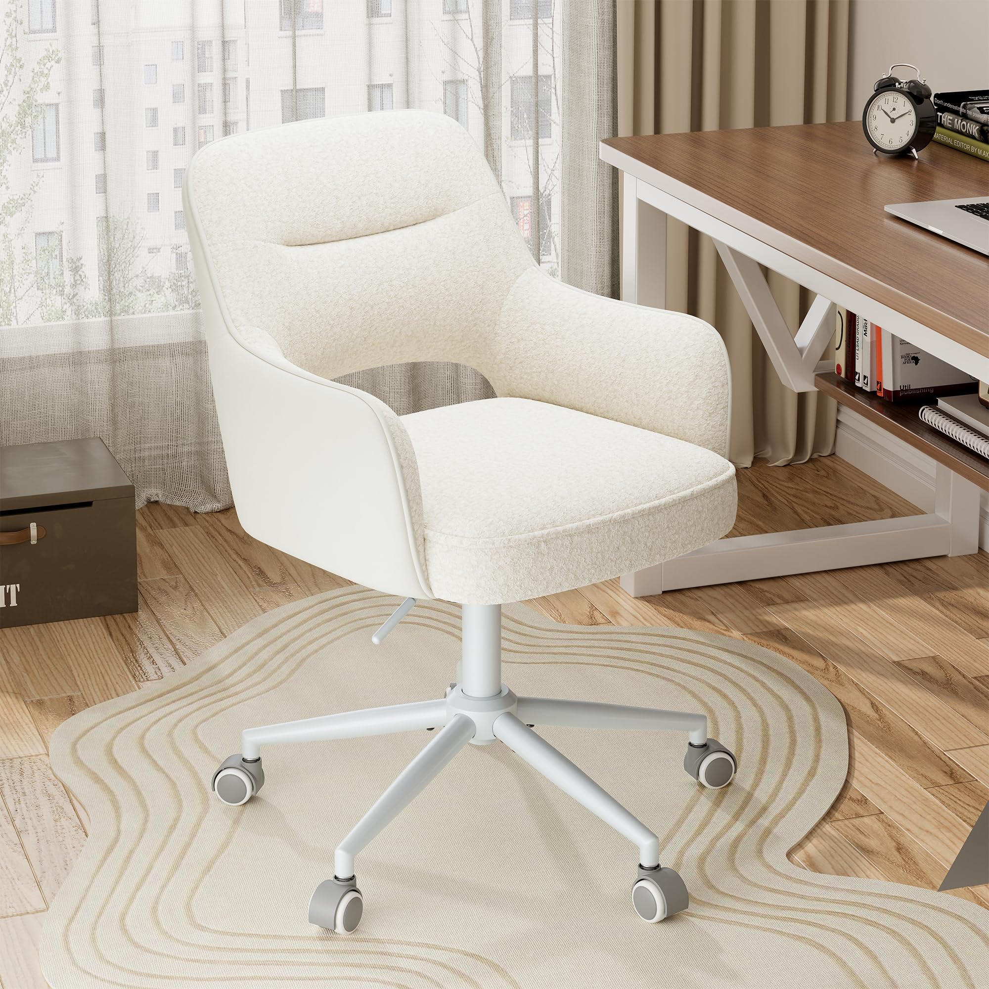 MALOL Swivel Office Chair, Height Adjustable, Desk Chair with Wheels, Ergonomic Office Chair with Armrests, 360° Rotation, Office Chair Design for Office, Home Office, Living Room, Green