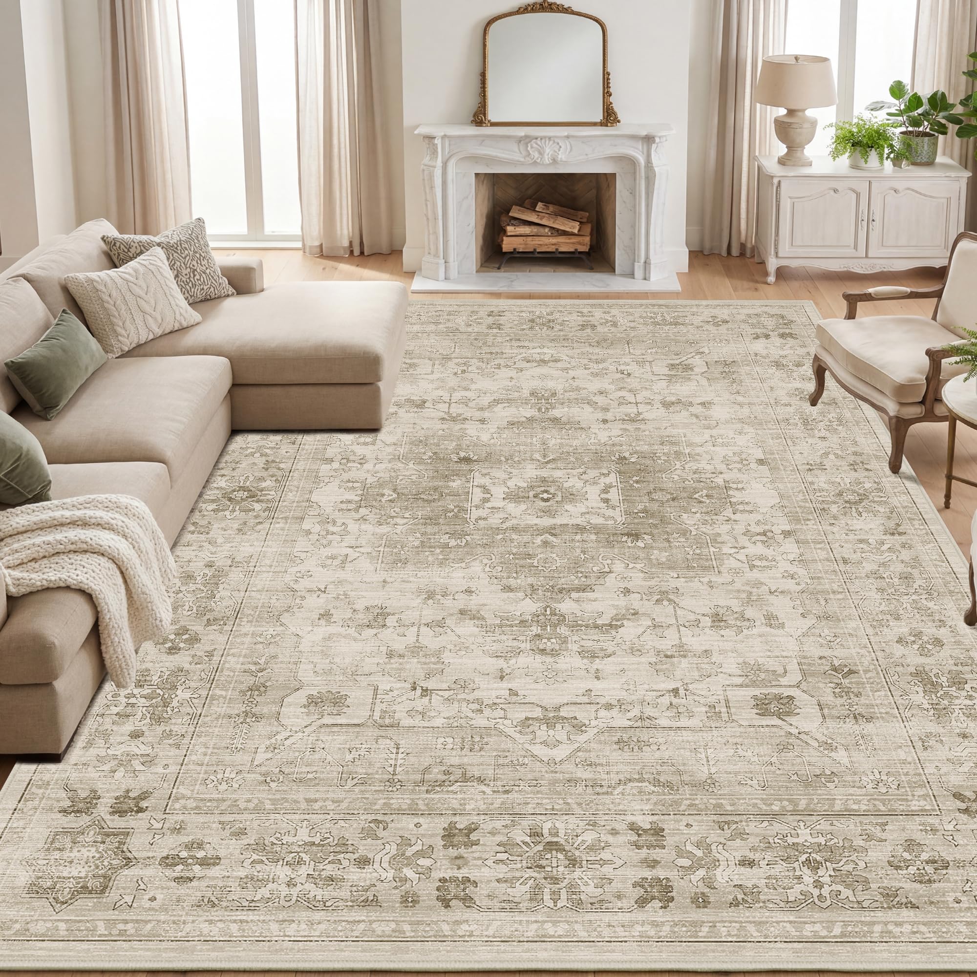 Alfombras Salon 240x340cm, Vintage Alfombras Habitación, Alfombra Cocina | Lavable, Antideslizante, para Sala, Comedor, Recibidor, Cocina, Exterior
