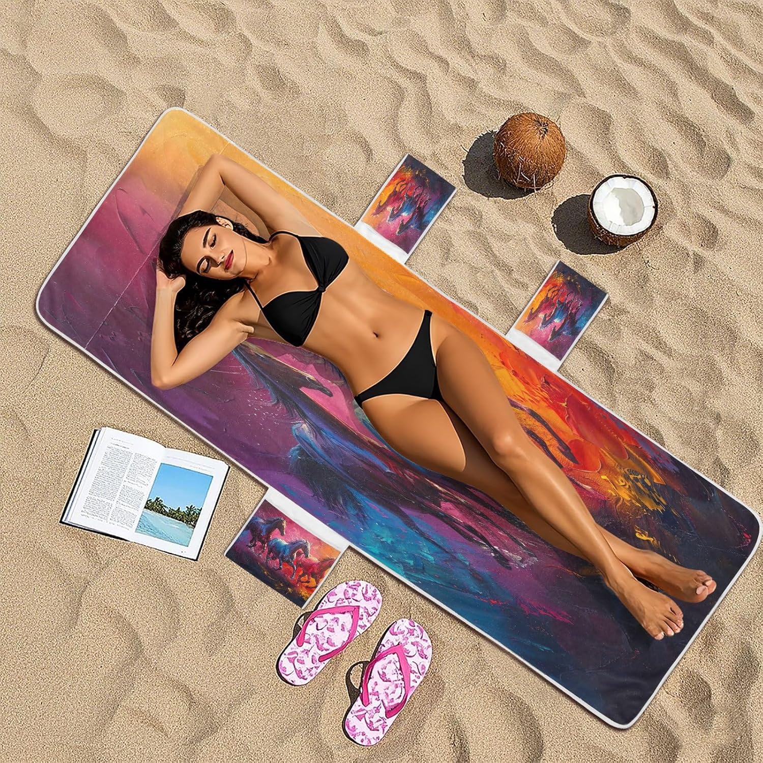 FRMG Horses Patio Chaise Lounge Covers Beach Chair Cover Beach Chair towel lounge chair towel cover A0900296a