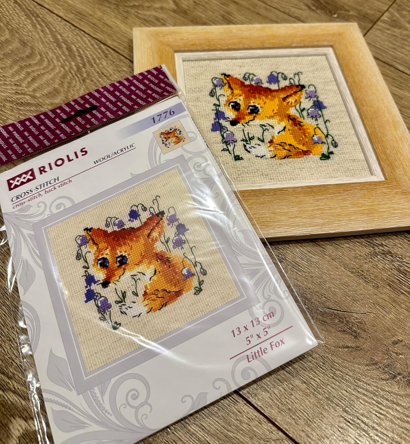 RIOLIS - Little Fox 1776, Cross Stitch Kits 5,12" x 5,12", Cross Stitch Kits for Beginners & Advanced, Crossstitching Kit Adult, Embroidery Counted Stitching Kit