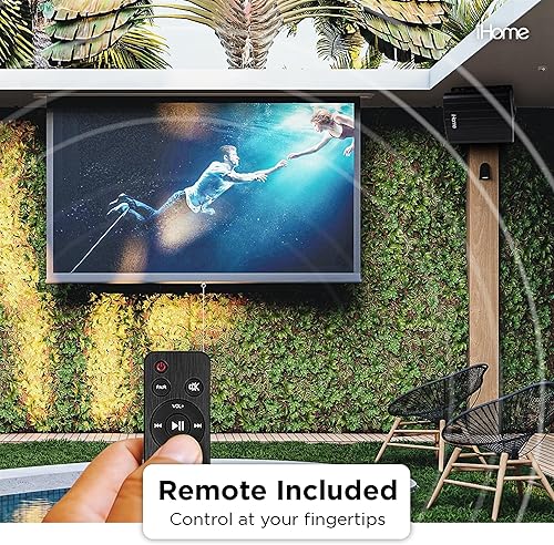 Miniatura 6 de iHome IHSI-W400BT-PR-BLK Altavoces Bluetooth de 4 pulgadas 100 W resistentes a la intemperie, interiores/exteriores, montaje en pared/techo, sonido