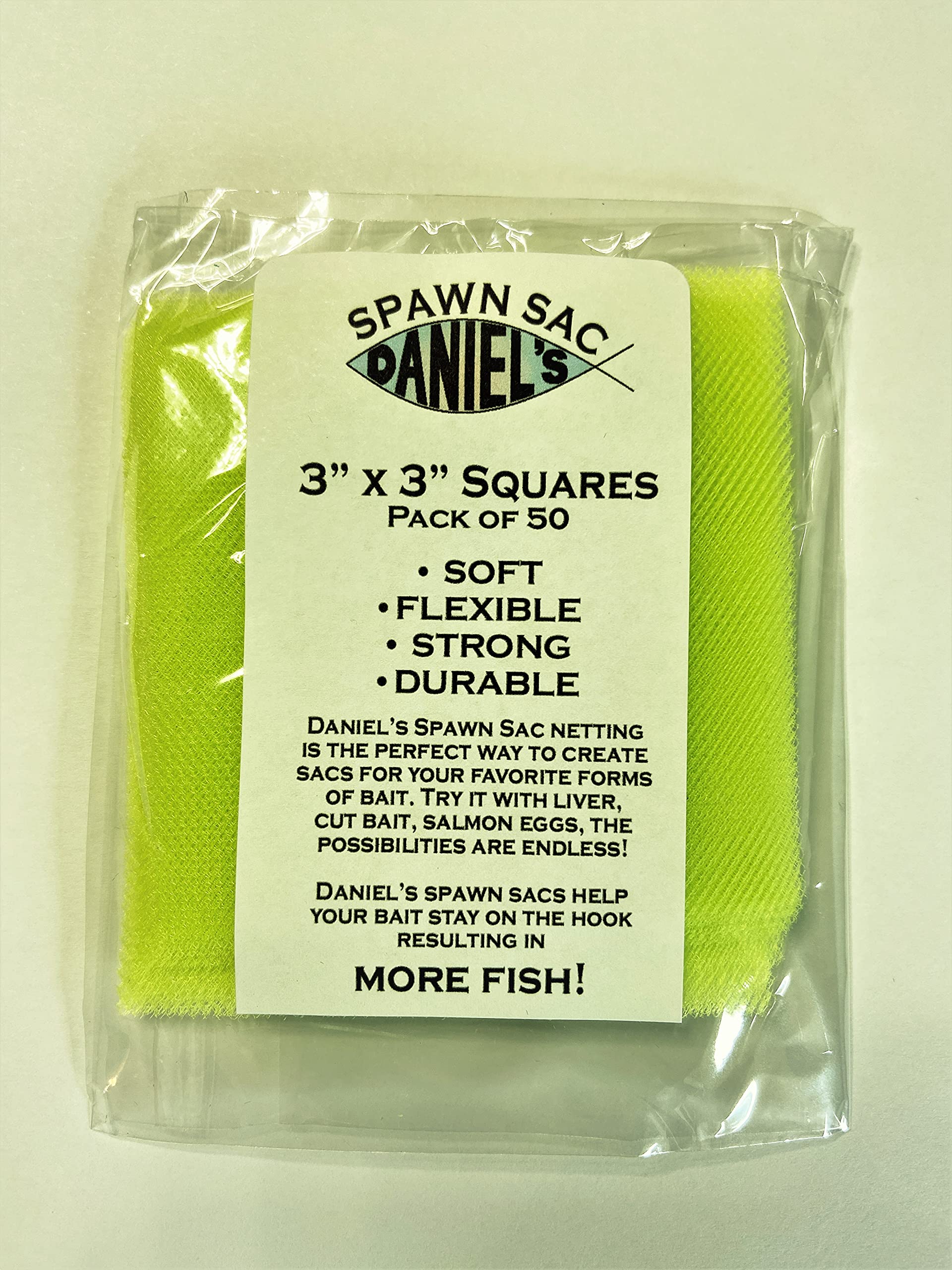 Daniel's Spawn Sac Netting - 3" x 3" Squares Packs of 50