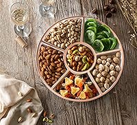 Vista 3 de Bandeja de servir redonda seccional de 6 secciones de plástico Plasticpro (2, Blanco y Oro Rosa)