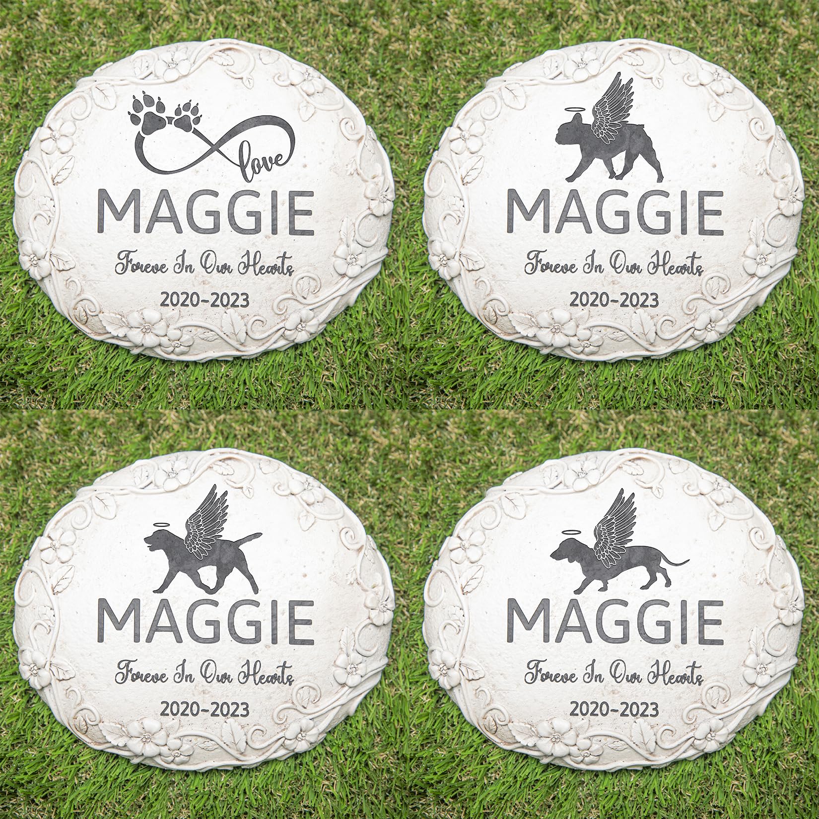 HENTOL 136 Personalized Dog Memorial Stone Designs – Outdoor Weatherproof Pet Memorial Stone for Headstone, Tombstone, Gravestone, and Grave Marker – Dog Memorial Gifts for Loss of Dog
