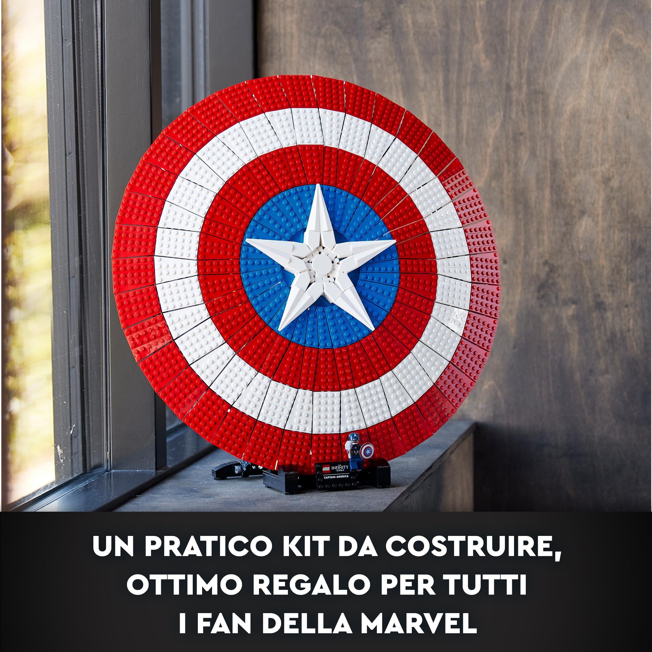 LEGO Marvel Scudo di Captain America, Kit di Costruzione Avengers per Adulti con Minifigure, Targhetta e Martello di Thor, Idea Regalo da Collezione per Uomo, Donna, Lui o Lei da Infinity Saga 76262