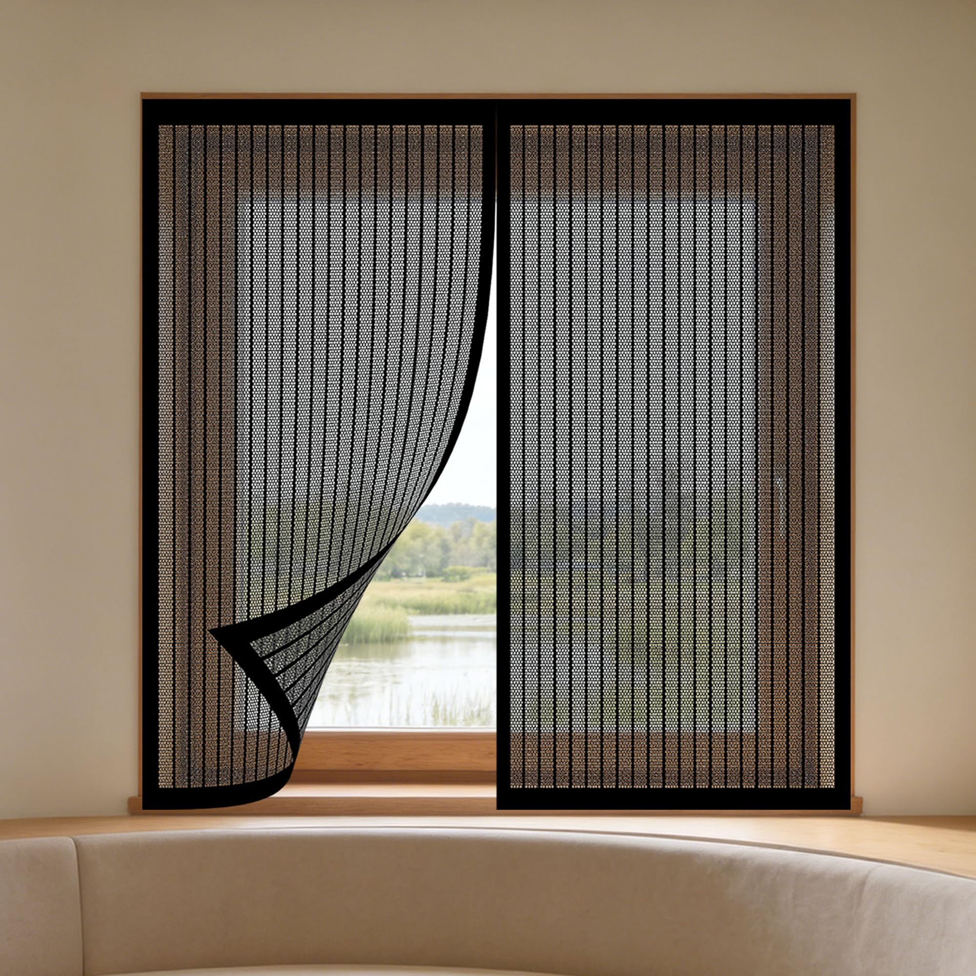 Moustiquaire de fenêtre amovible noire avec maille ultra fine