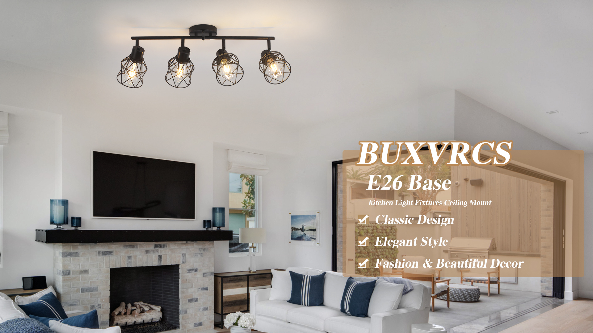 Image of BUXVRCS Adjustable Multi-Directional Black Light Fixtures, Kitchen Track Lighting, Kitchen Light Fixtures Ceiling Mount, Geometric Metal Cage Industrial Spotlight Fixtures for Dining Room