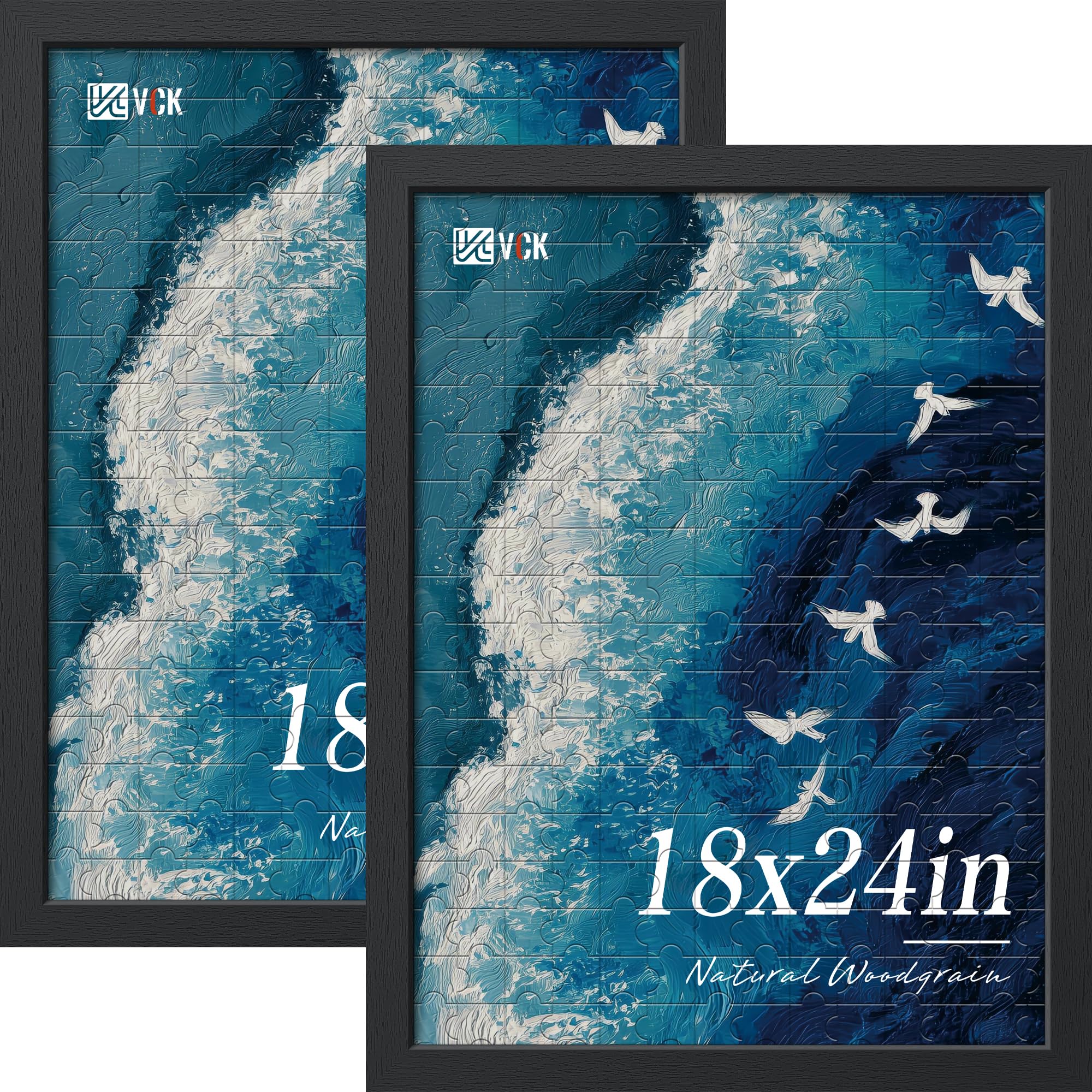 VCK 18x24 Puzzle Frame Black Wood 2 Pack