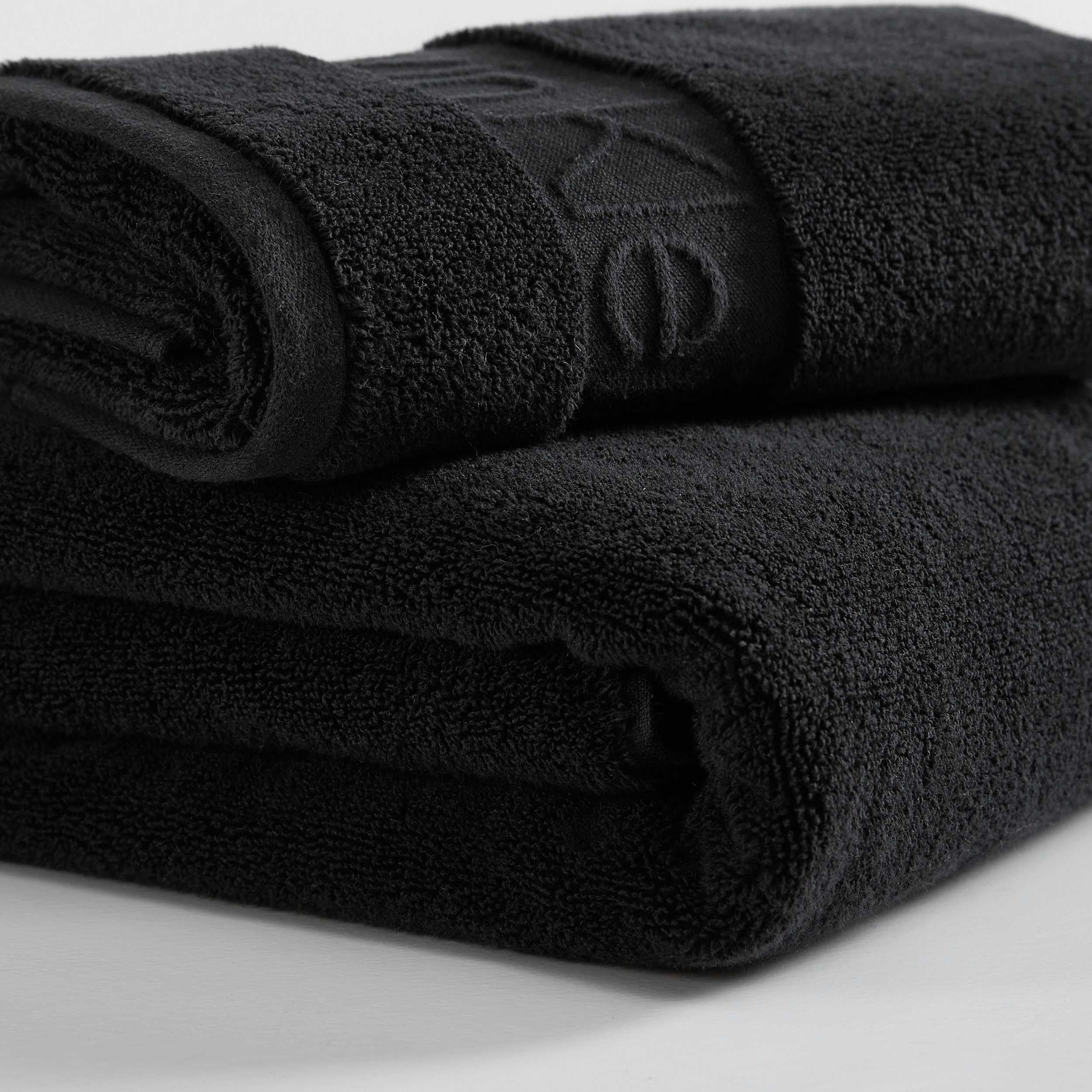 Calvin Klein - Serviettes de Bain, en Coton de qualité supérieure, Super Douces, Construction zéro Torsion, certifiées Oeko-Tex (Noir uni emblématique, 3 pièces)