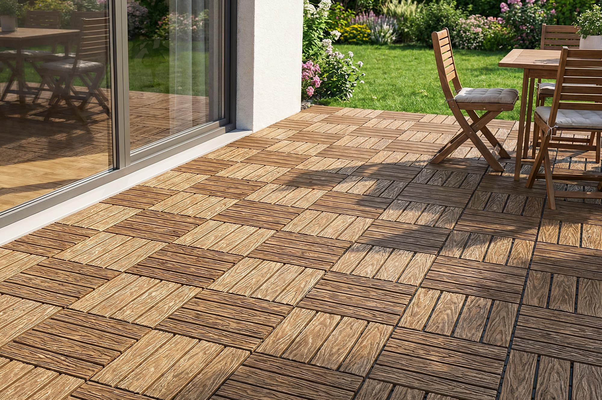 Casanoov Lot de 30 dalles clipsables terrasse en composite JURA teck 30x30cm