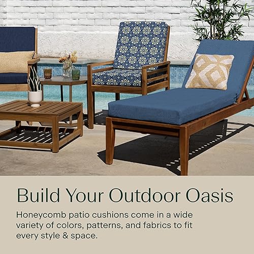 Vista 11 de Honeycomb Cojín para silla con respaldo alto, 21 x 42 pulgadas, color marrón a rayas Cabana para muebles de patio