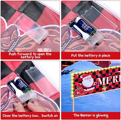Miniatura 2 de Cartel de decoración de Navidad con luces LED, cartel de Feliz Navidad, cartel premontado, cartel de Feliz Navidad, cartel para colgar en la pared