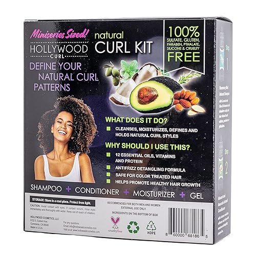 Miniatura 2 de Hollywood Curl - Kit de 4 rizos naturales, para mujeres y hombres, control de cabello ondulado y encrespado, con aceites esenciales, vitaminas y