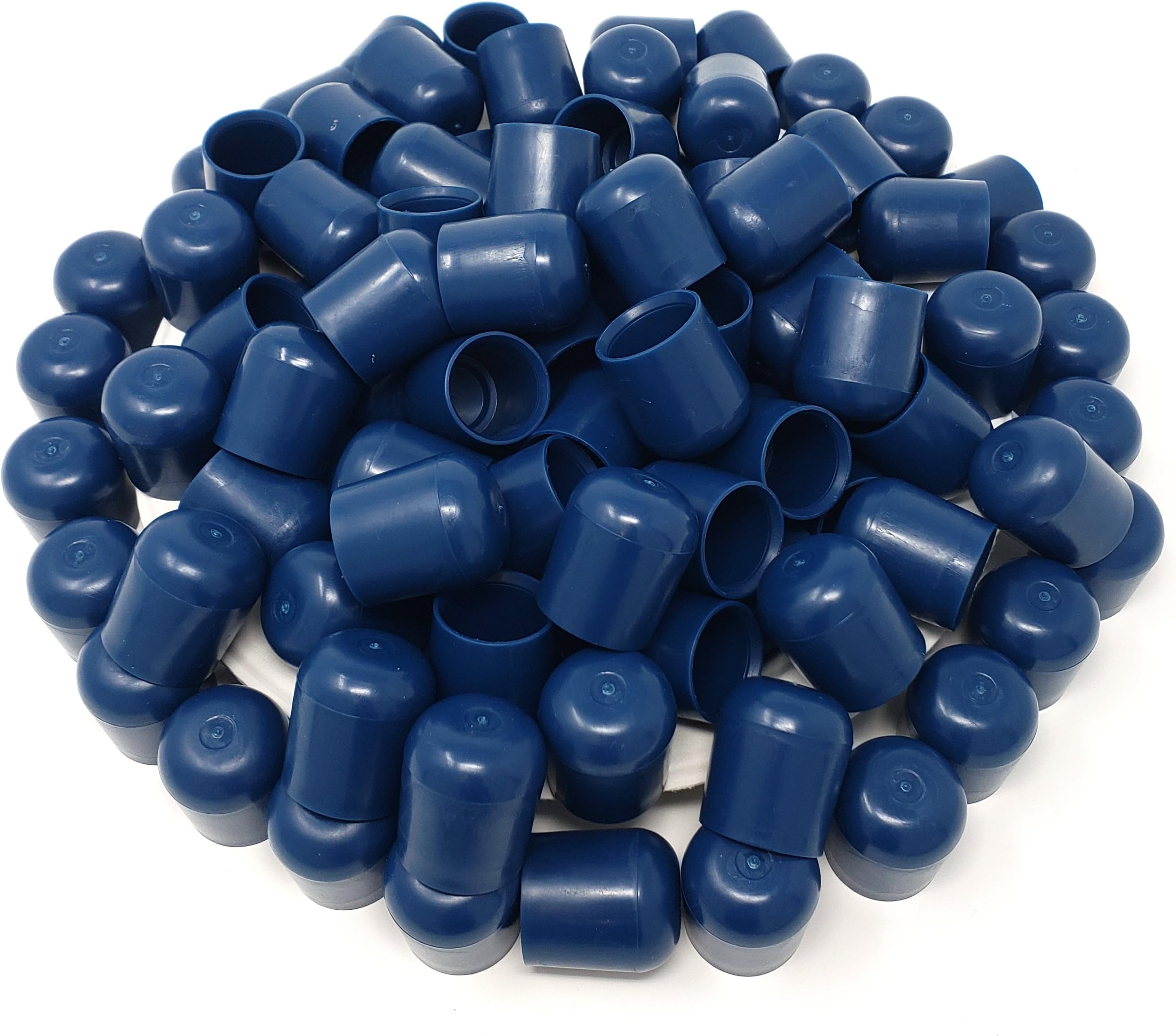 Folding Chair Leg Caps (100 Pack) - 7/8" Non-Marring Furniture Glides Help Protect Floors and Property - Easy to Install, Great for Replacements or Repairs - Premium Heavy-Duty Plastic (Navy Blue)