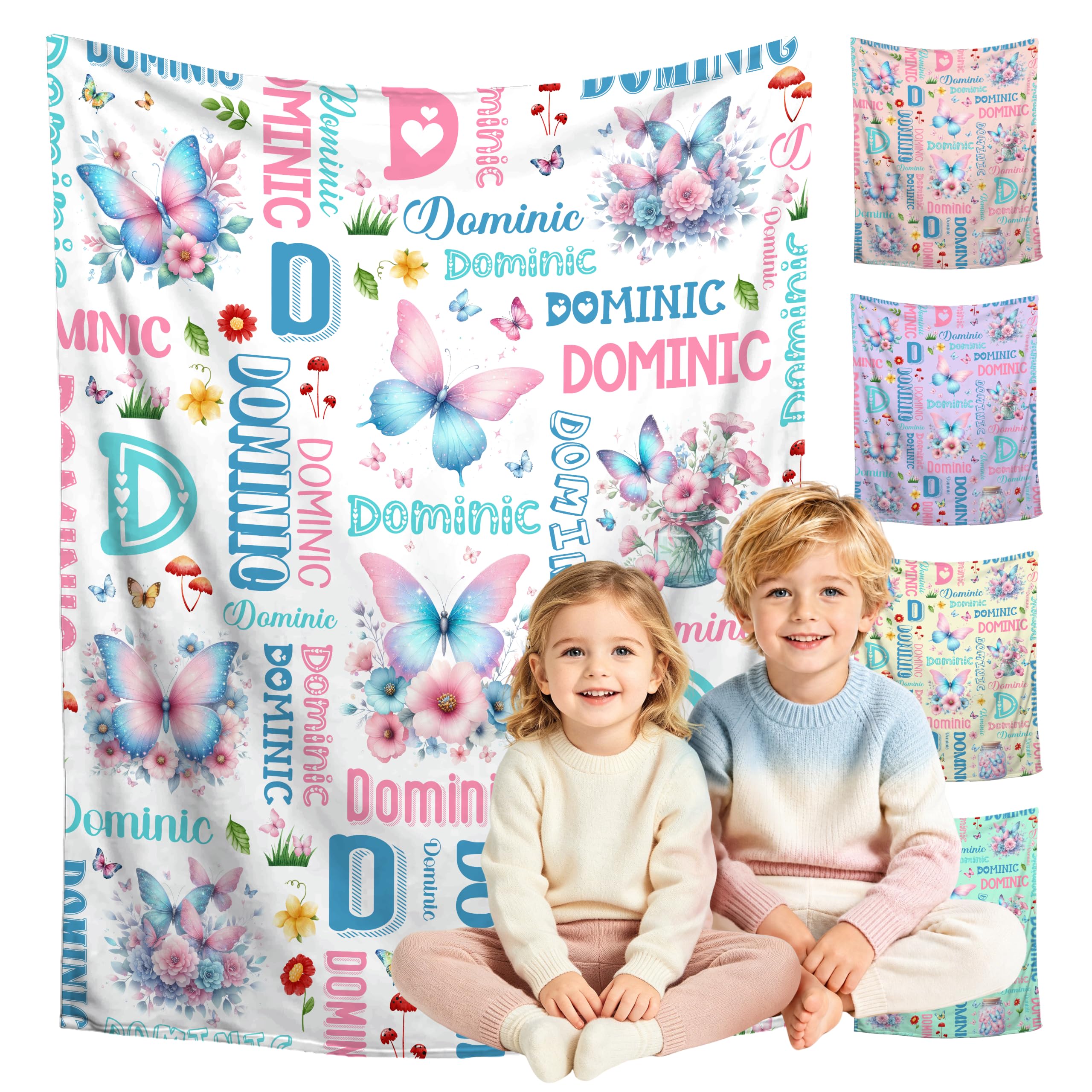 Custom Butterfly Blanket for Boys Girls,Ultra Soft Personalized Gifts Baby Blanket,Customized Throw for Toddlers Newborn Stroller Crib,40"x50"
