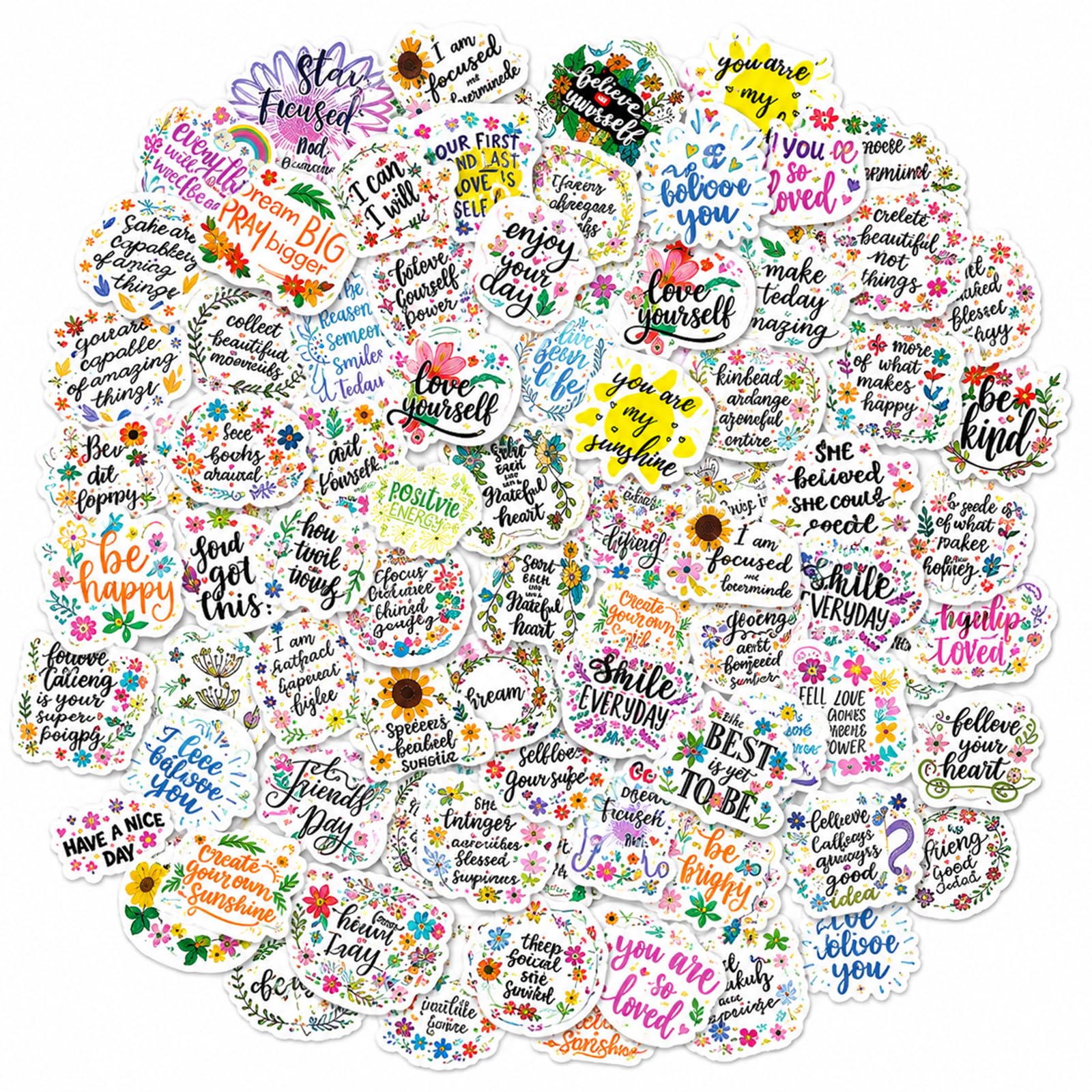 100 Pcs Colourful Positive Motivational Stickers, Waterproof Vinyl Affirmation Inspirational Quotes Sticker Pack, Teacher Prizes Sticker For Reward, Water Bottle Stickers For Laptop Scaphbooks Journal