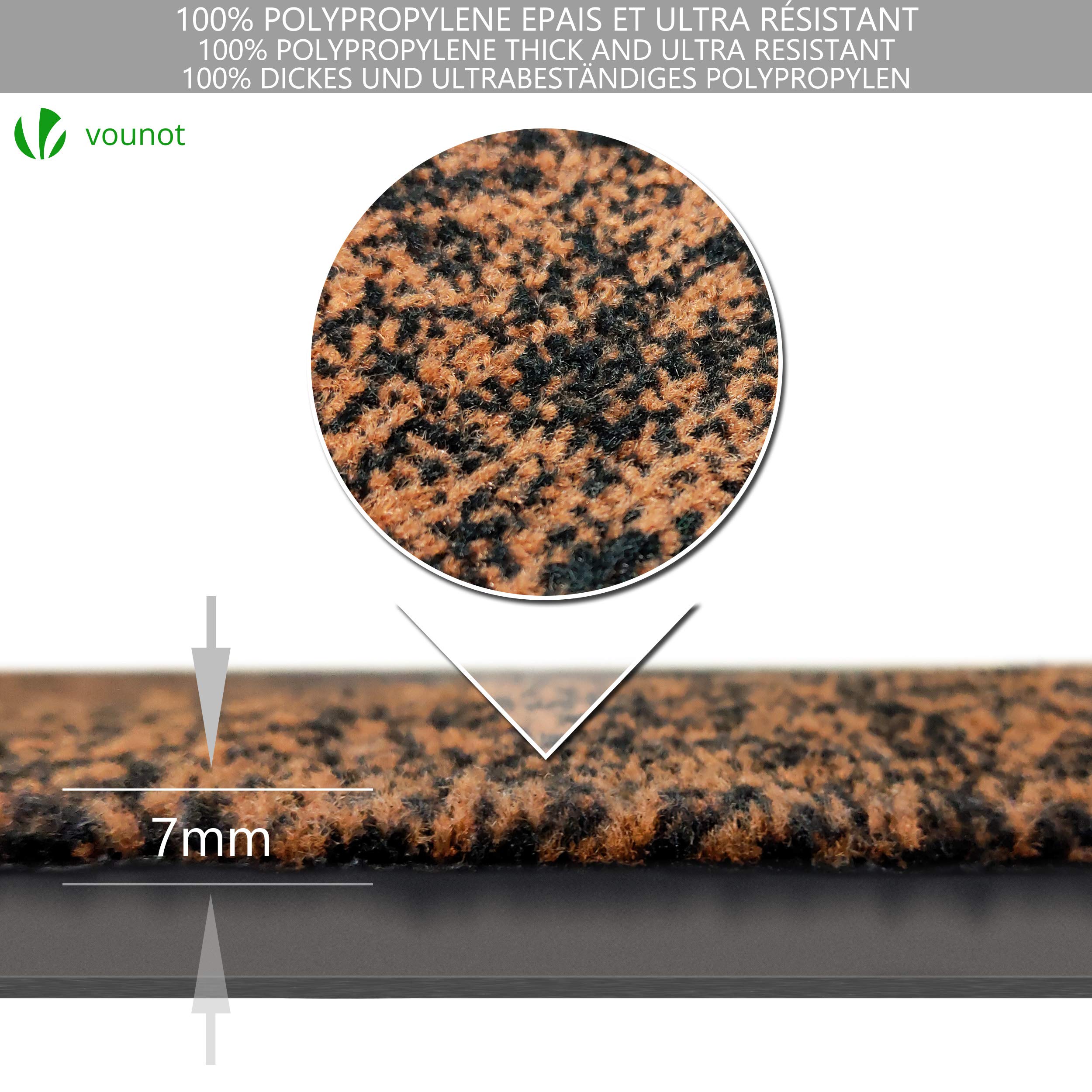 VOUNOT® Zerbino Ingresso Casa da Esterno, Tappeto Entrata Interno, Resistente Sporco, Antiscivolo e Essorbente, 90x120 cm, Marrone-Nero