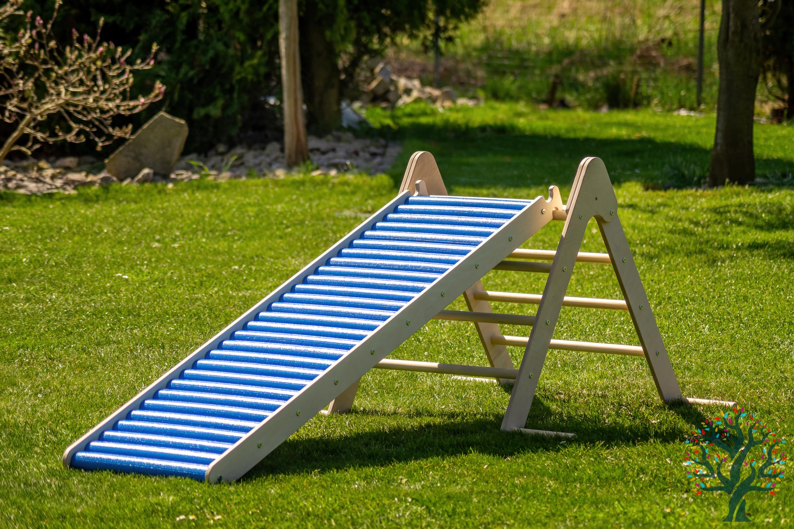 WoodsCraft Rutsche 160 cm für Kletterdreieck Sprossenwand Kinderzimmer Kinderrutsche Rollenrutsche