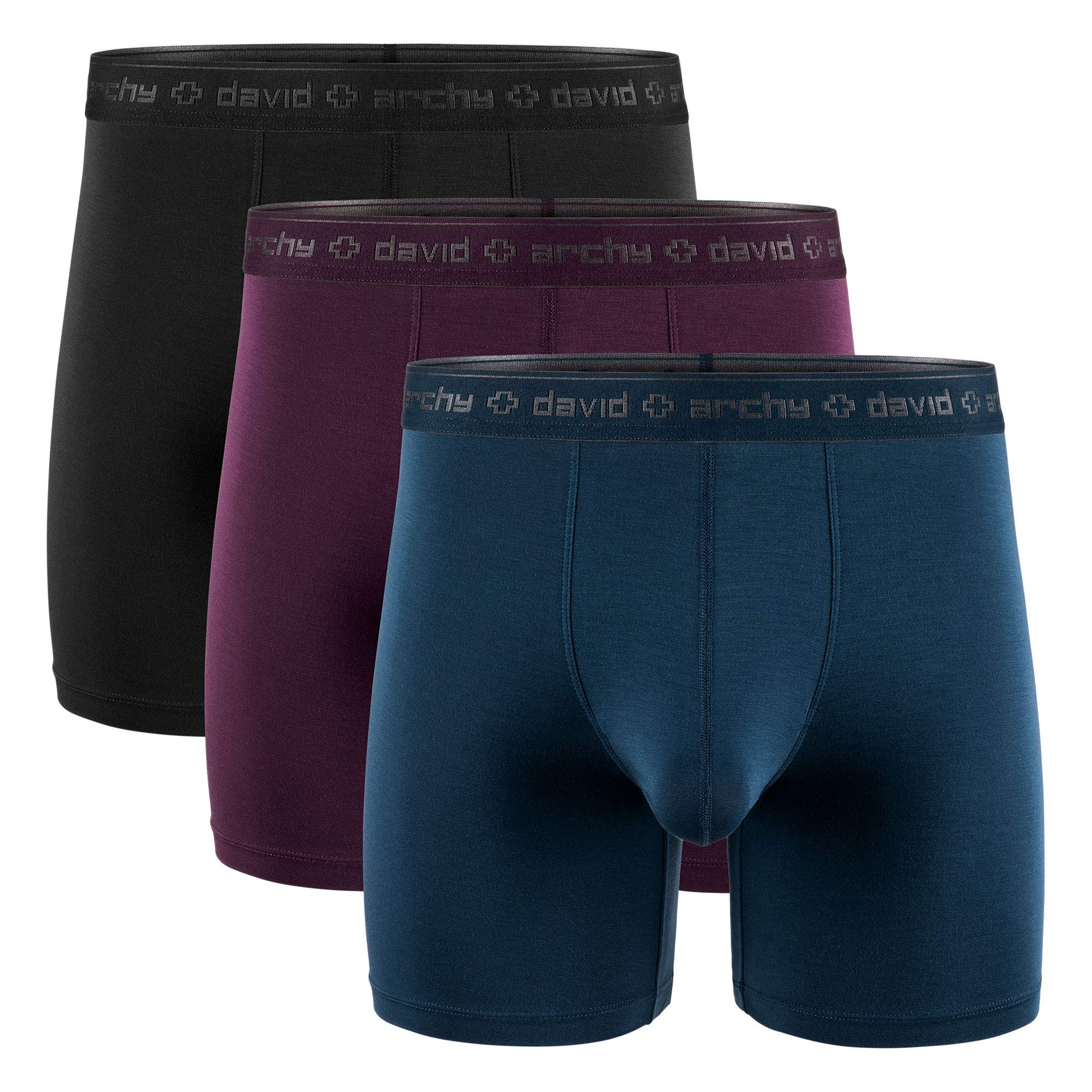 Men's 3 Pack Underwear Micro Modal Separate Pouches Boxer Briefs with Fly