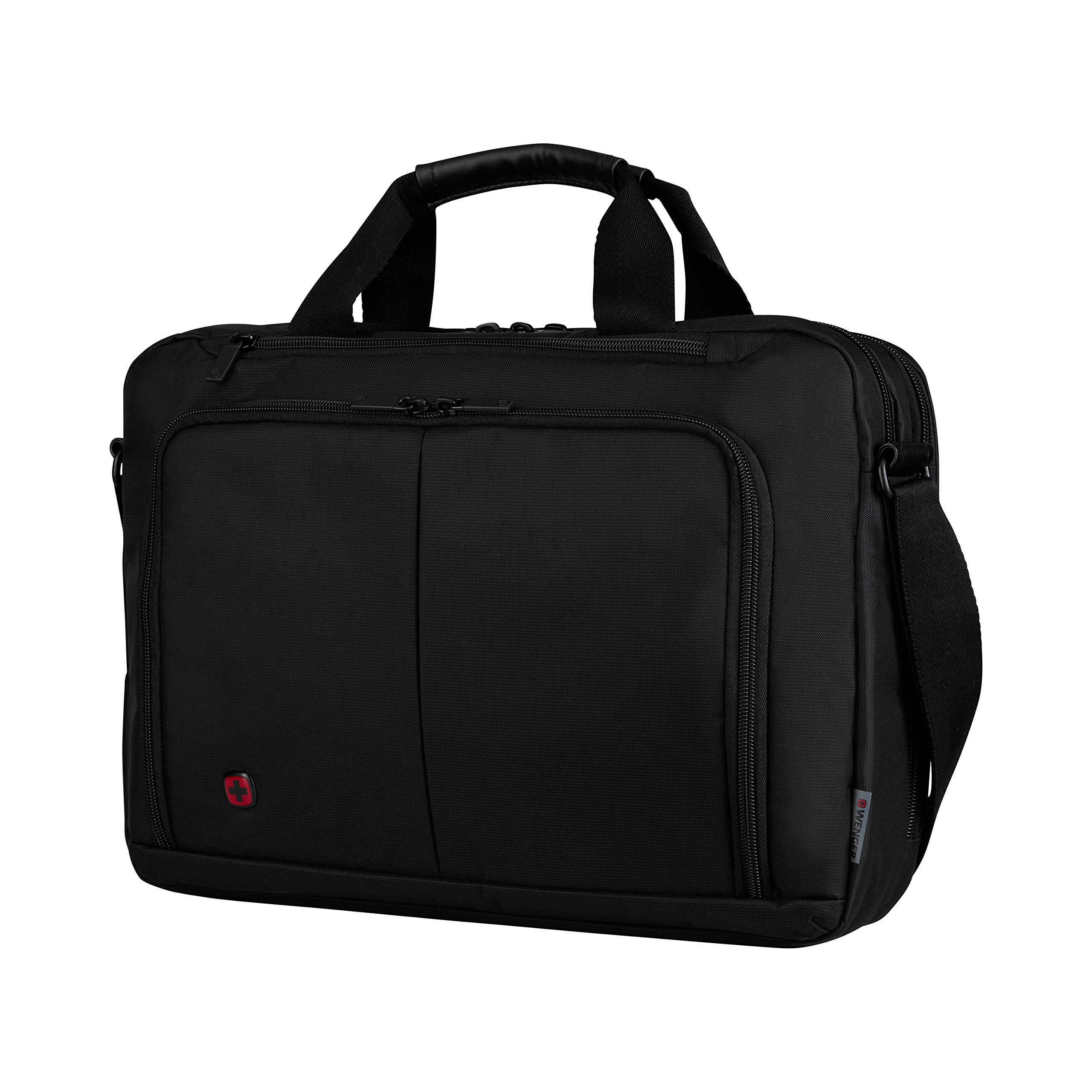 WENGER Borsa Porta PC Source a Tracolla, Notebook 16”, Tasca per Tablet fino a 10’’, Cartella, Scomparti, 8 l, Uomo Donna, Ufficio, Viaggi di lavoro, Università, Nero, 601066