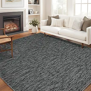 Black Area Rugs for Living Room 8x10 Washable, Soft Modern Large Bedroom Rug Low Pile Indoor Floor Carpet for Dining Room, Black