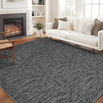 Black Area Rugs for Living Room 8x10 Washable, Soft Modern Large Bedroom Rug Low Pile Indoor Floor Carpet for Dining Room, Black
