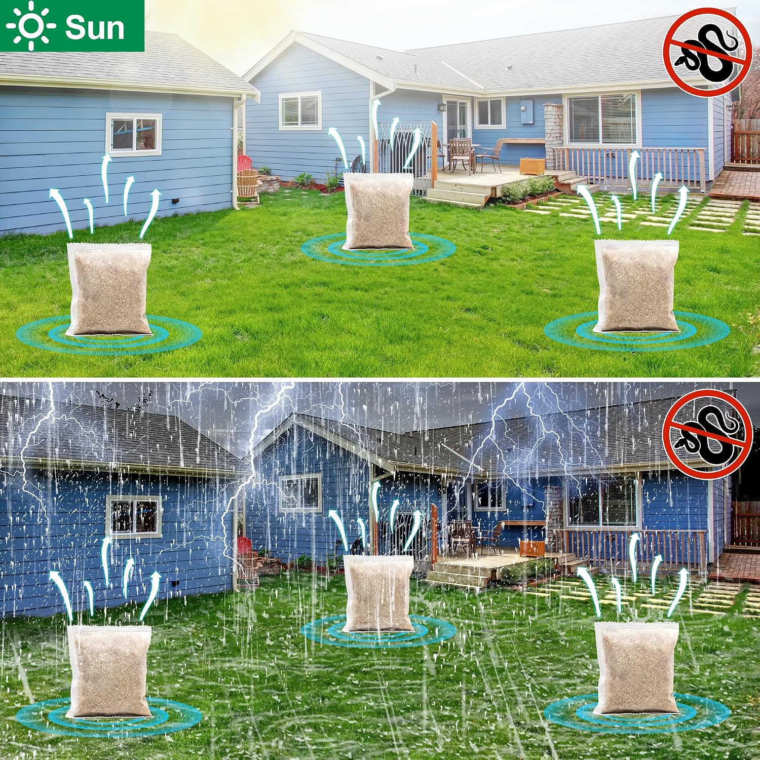 24 Pack Snake Repellent for Yard, Natural Snake Deterrent Pouches for Yards, Gardens, Garages, Camping & Outdoor, Long-Lasting, Safe Your Family & Pets