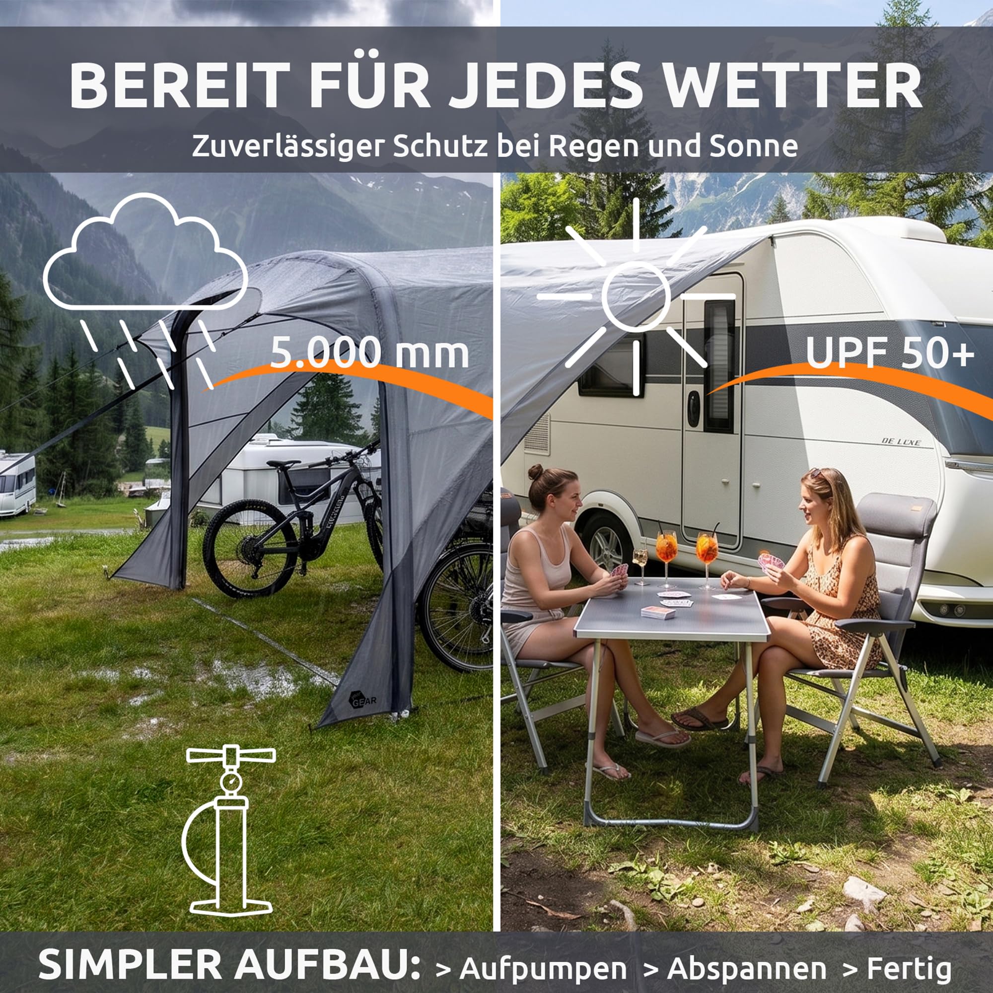 your GEAR Caravan Amalfi Air 4.2 - Universal Wohnwagen Sonnensegel, Sonnesegel UV 50+