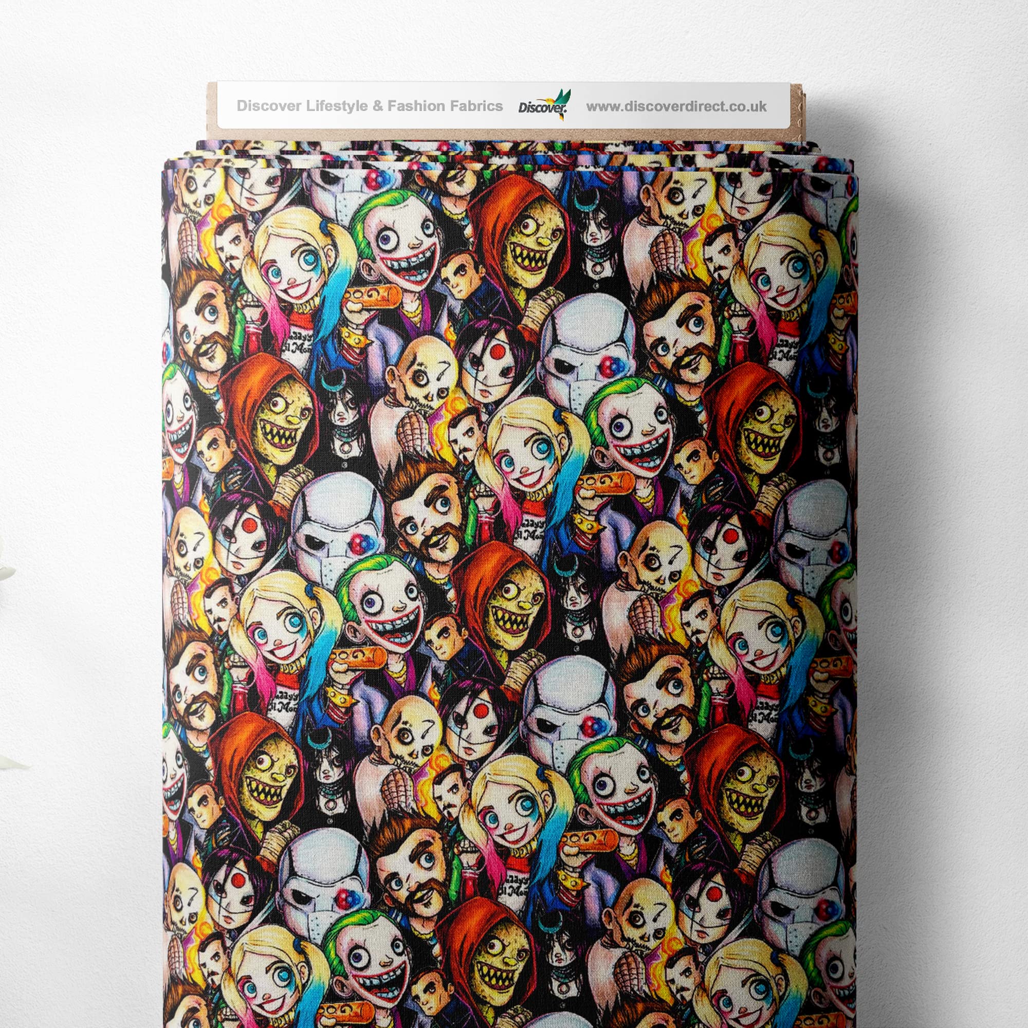 100% Cotton Halloween Spooky Scary Printed Design Quilting Craft Dress Quality Sewing Fabric Material | 55" - 140 cm Wide (per Half Metre, The Scare Squad)