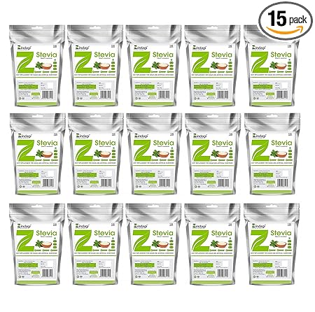 Zindagi Stevia Powder Sachet - Natural Stevia Leaves Extract - Stevia 100 Sachets - Sugarfree Stevia White Powder (Pack of 15)