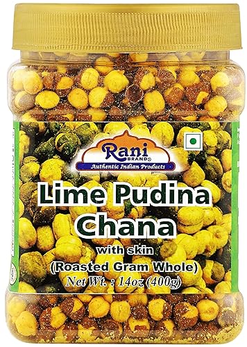 Rani - Tarro de PET de 14 onzas (14.11 oz) sabor Chana asado (garbanzos), sabor a menta y lima, sabor a menta, totalmente natural, vegano, sin