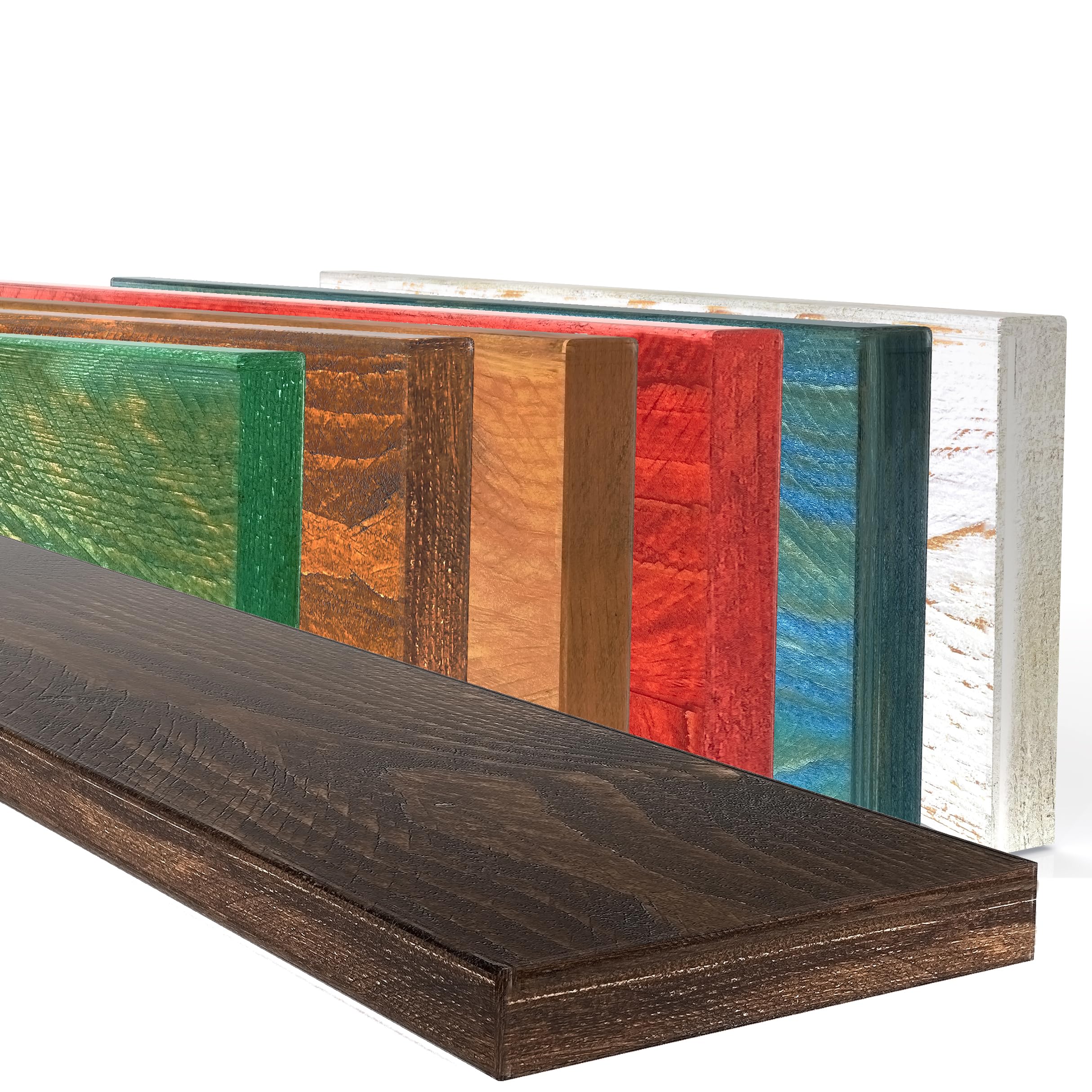 Bibliothèque en bois massif naturel et tablette flottante haut de gamme 160 cm