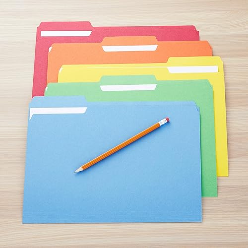 Miniatura 5 de AmazonBasics AMZ401 - Carpetas de archivos tamaño carta (paquete de 100 unidades) - Colores surtidos y rayado legal/ancho de 8-1/2 por 11-3/4 -