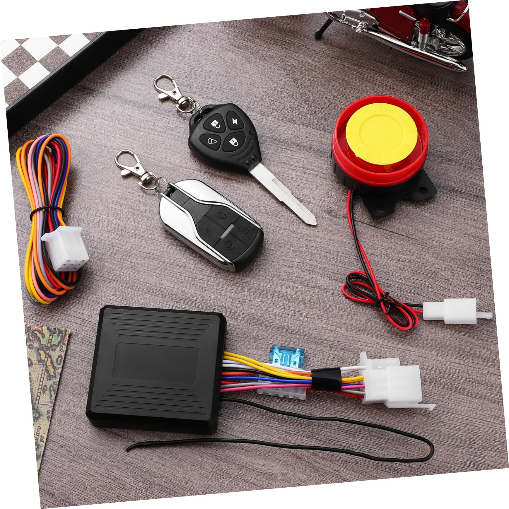 Abaodam Antifurto per Moto con Avviamento Remoto e Allarme Antieffrazione in Abs Nero per Scooter e Motociclette 315mhz con Telecomando Incluso