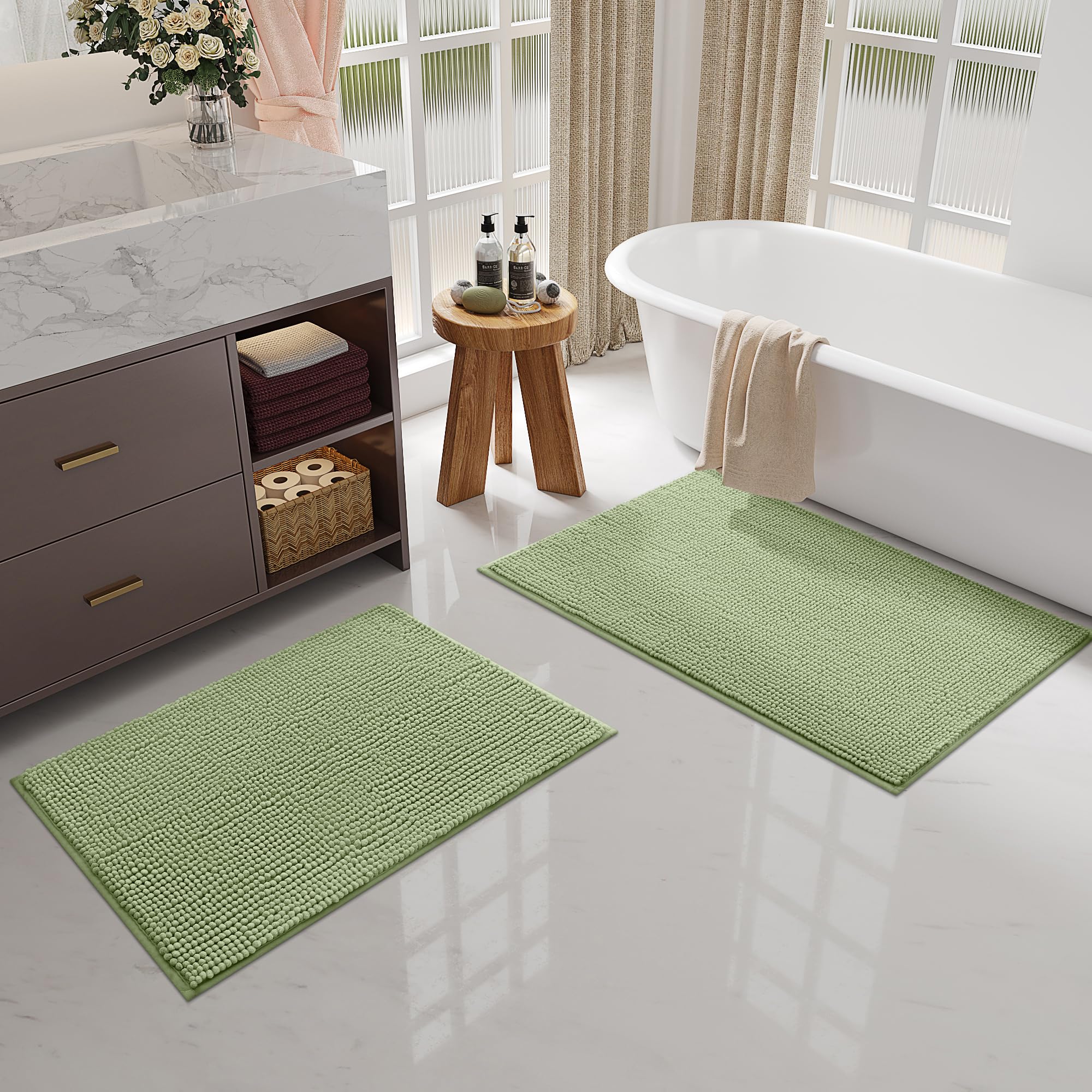 smiry Non Slip Chenille Bath Mat, 50 x 80 cm, Extra Soft Bathroom Mat - Image 2