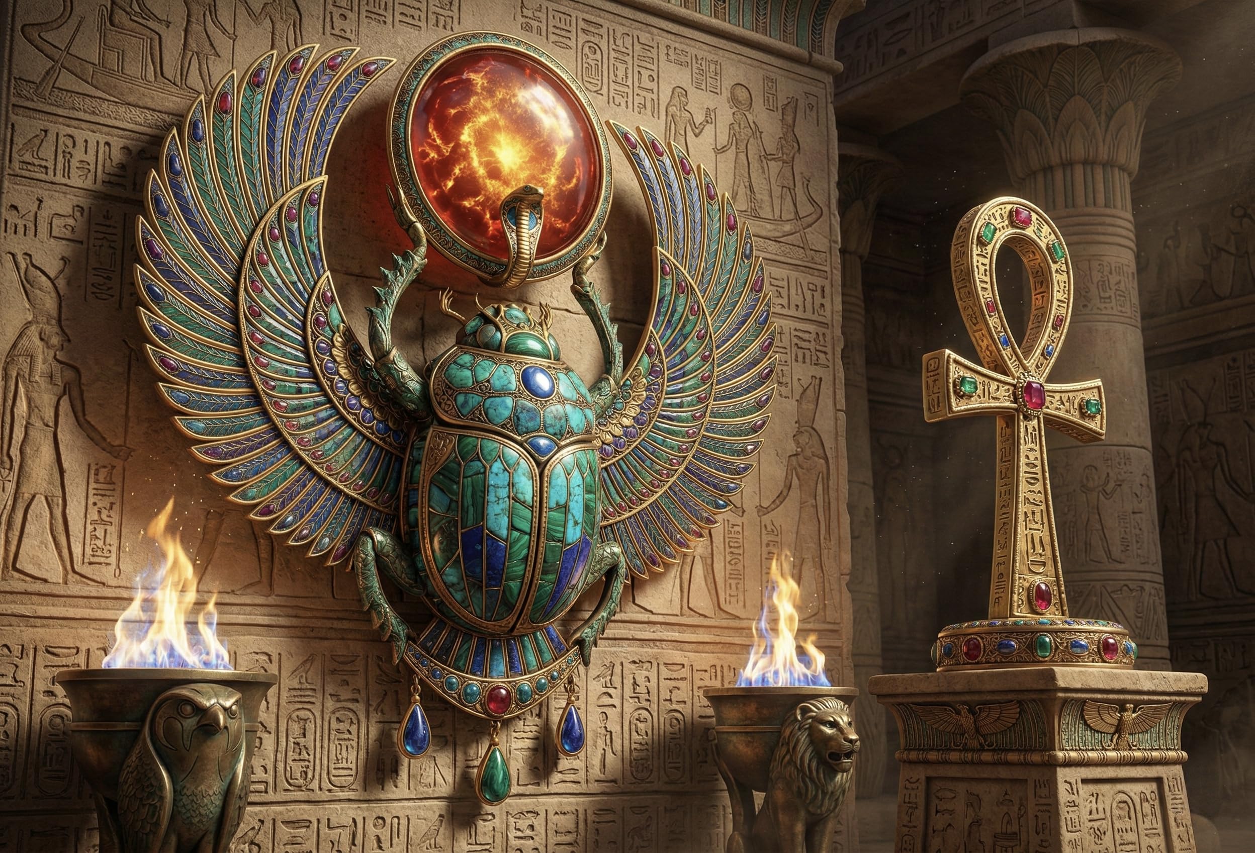 Egypt Blue Scarab Puzzle 1000 Pieces, Gift for Jigsaw Collectors