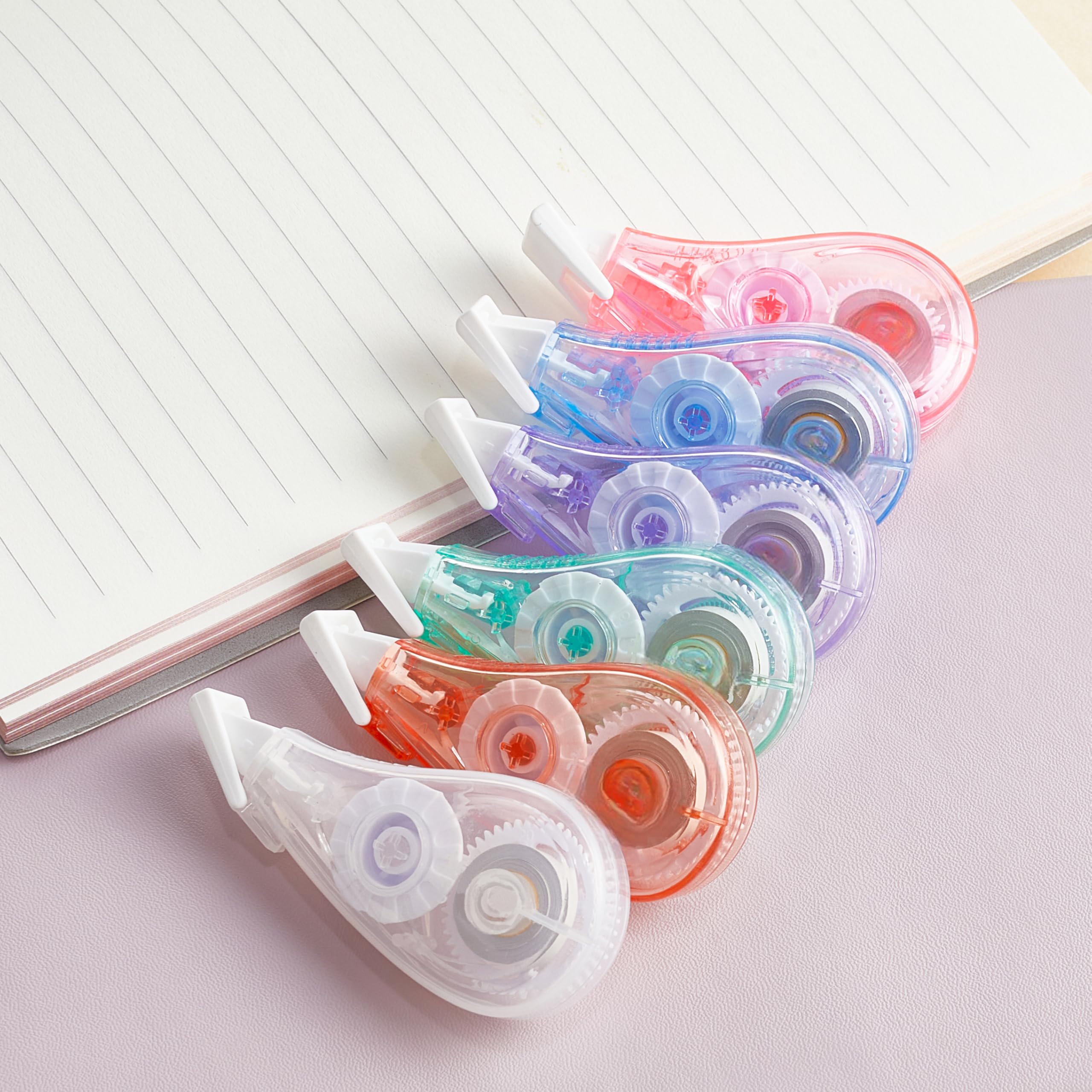 Cinta correctora blanca, paquete de 6, mini cinta correctora de 13.13 pies, suministros de escritura y suministros de corrección para la escuela y la oficina. (caramelos)