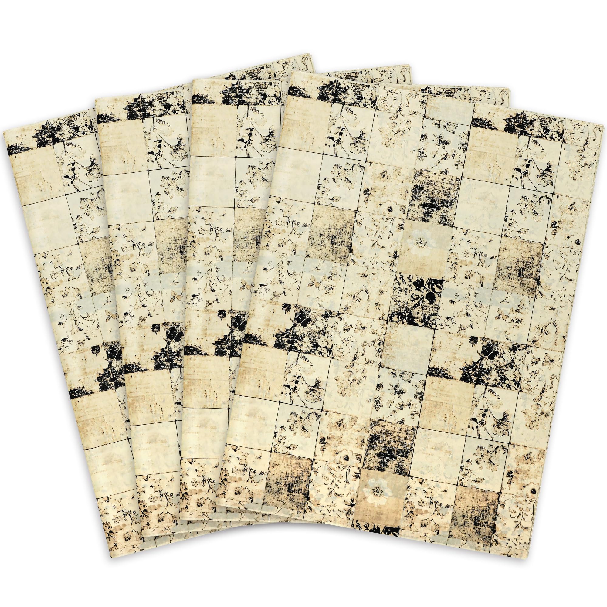 MR FIVE 100 Sheets Vintage Floral Tissue Paper Bulk,14" x 20",Yellow Floral Tissue Paper for Gift Bags,Birthday Halloween Christmas