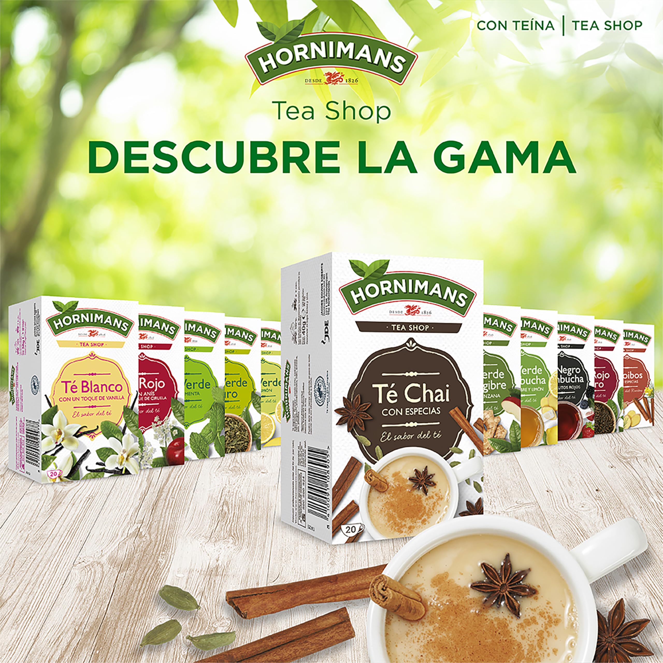 Hornimans Té Chai con Especias Ingredientes 100% Naturales | 20 bolsitas | Con Teína