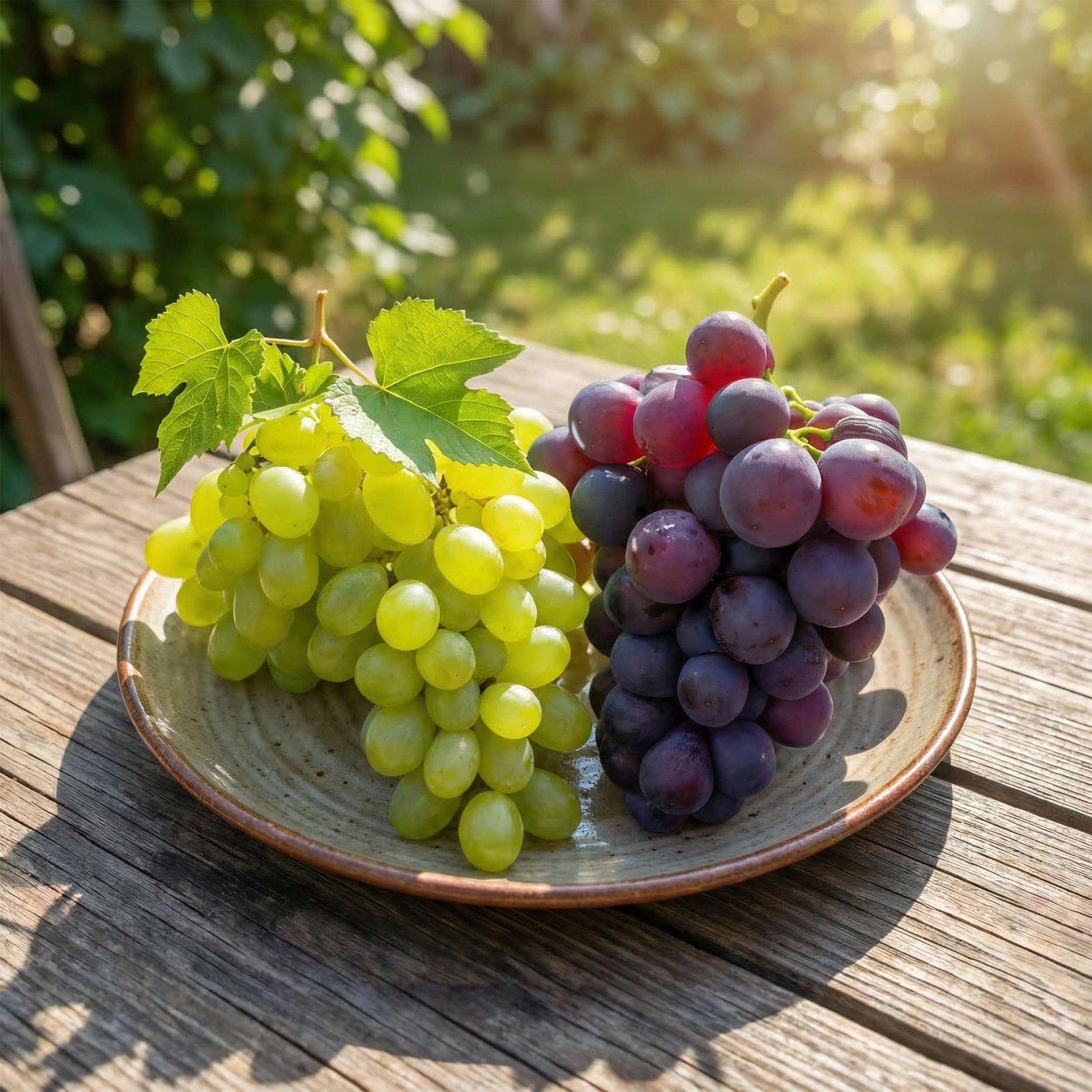 Green boutiQ - Obstpflanze - Vitis vinifera Himrod - Vanessa - Weinrebe - Kernlos - Blaue & Weiße Traube - 2 Pflanzen - Topf 15cm - Höhe 50cm