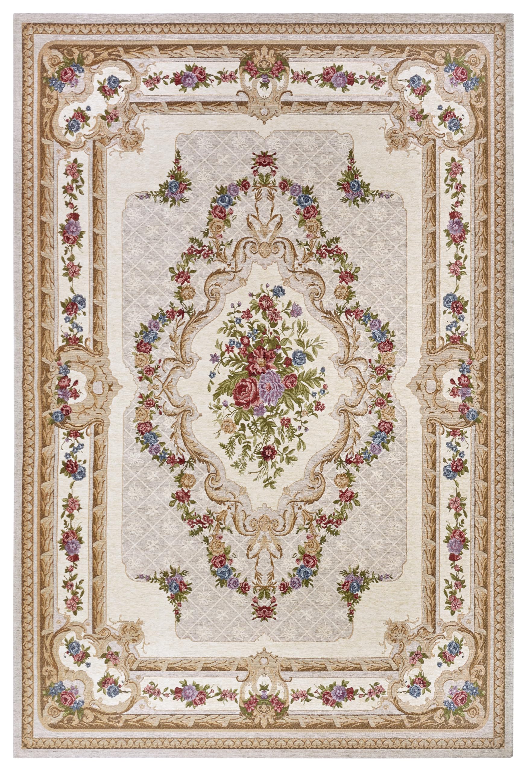 Hanse Home Hafsa Design Tapis Oriental tissé à Plat Motif Fleurs orientales, Dessous antidérapant, tissé de qualité supérieure, pour Salon, Chambre à Coucher, Salle à Manger, Couloir, crème,