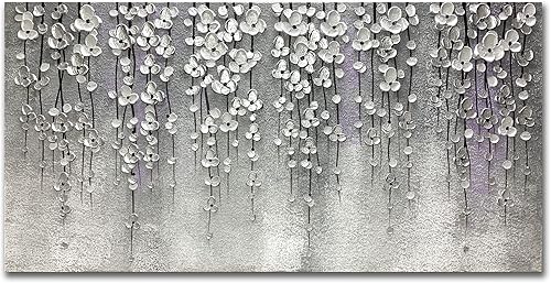 Yika Art Pinturas 3D de 24 x 48 pulgadas, pintura al óleo abstracta moderna pintada a mano sobre lienzo, obra de arte abstracta para decoración de