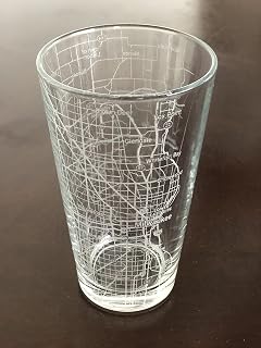16 oz Pint Beer Glass Urban City Map Milwaukee Wisconsin