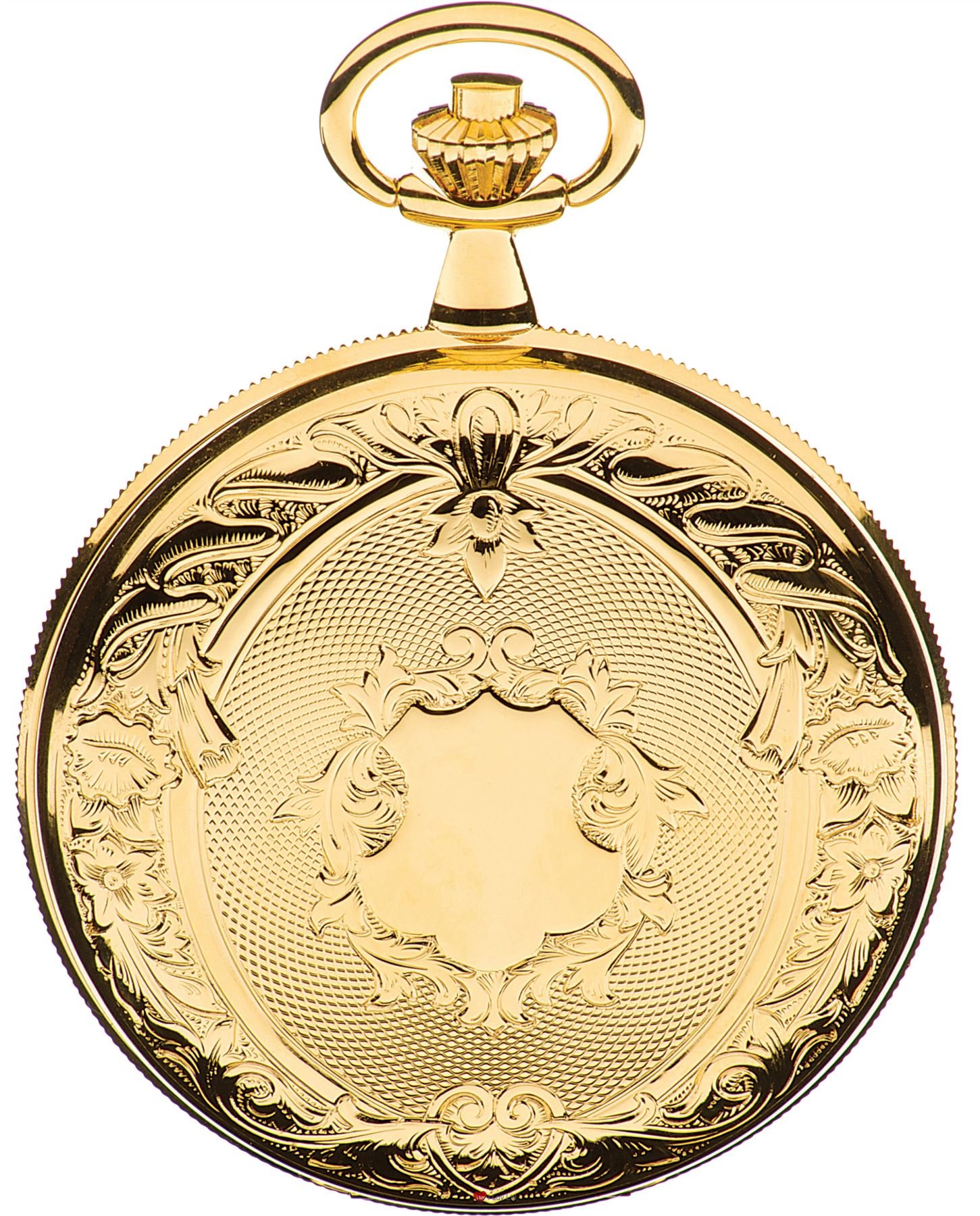 I LUV LTD Ornate Hunter Skeleton Pocket Watch 17 Jewelled Mechanical Gold Plated Case