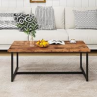 Vista 10 de Mesa de Café Negra Rectangular Mesa Central para Sala de Estar Mesa Lateral de Espacio Abierto con Marco de Metal, Fácil Montaje, Mesa de Café