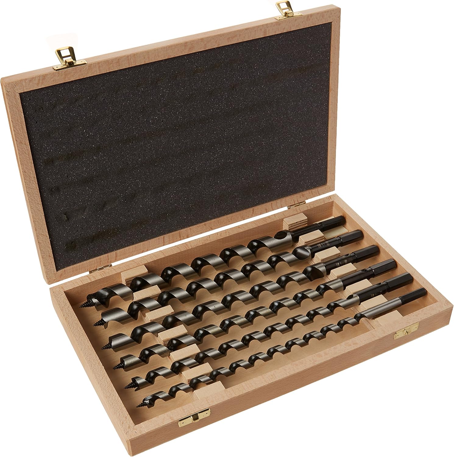 Fisch 00840006K320 Lewis Auger Bit Wooden Case, Silver/Beige, Hex 320 mm, Set of 6 Pieces