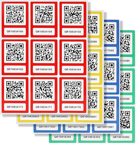Etiquetas de código QR pegatinas inteligentes codificadas por colores para organización de almacenamiento de inventario (36 piezas)