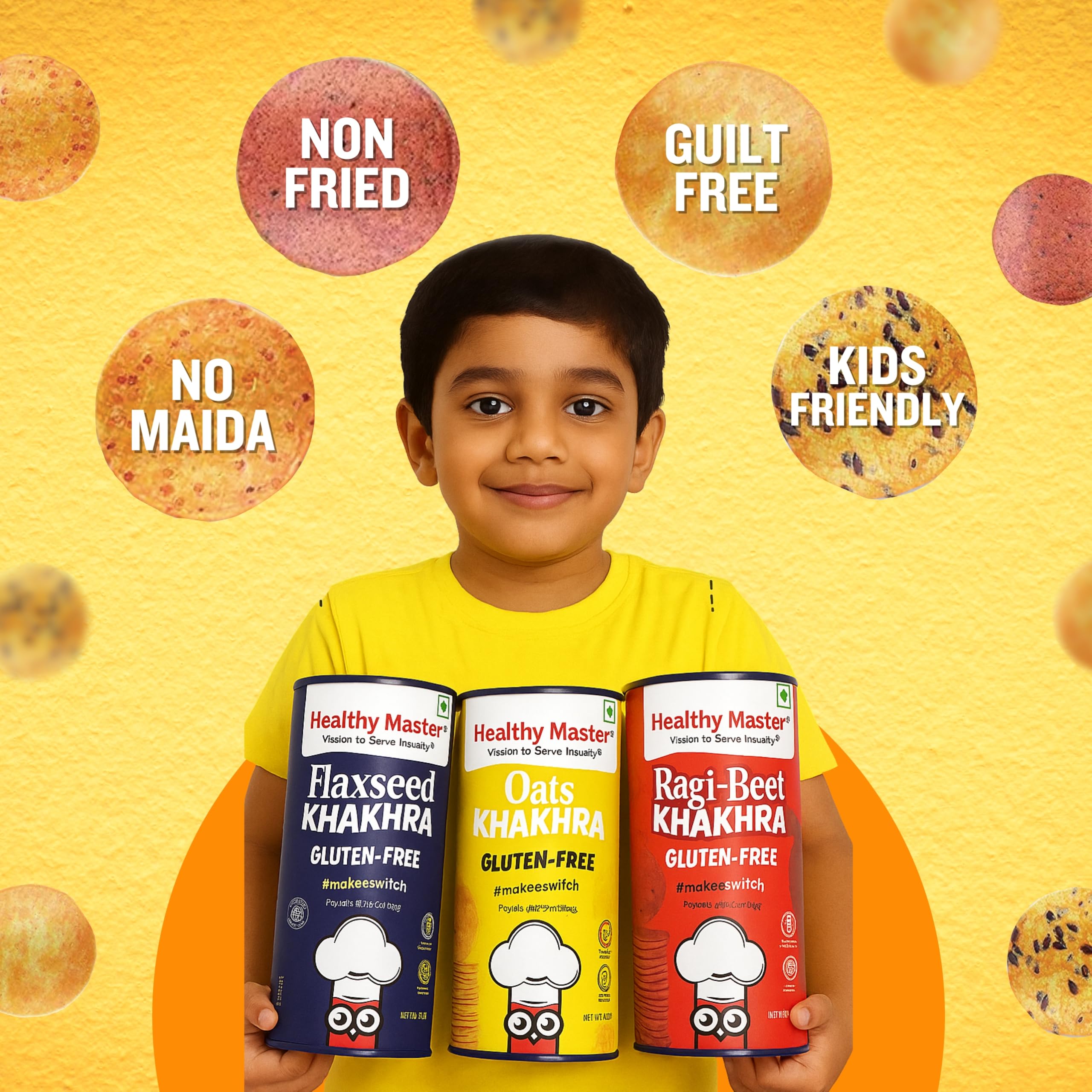Healthy Master Roasted Khakhra Combo | Oats, Flax Seeds & Ragi Beetroot 300g | Each 100g - High-Protein, Low-Calorie Snacks | Gluten-Free & Roasted | Healthy Office & Tea-Time Snack | Clean Ingredients, Big Crunch - Image 6 thumbnail