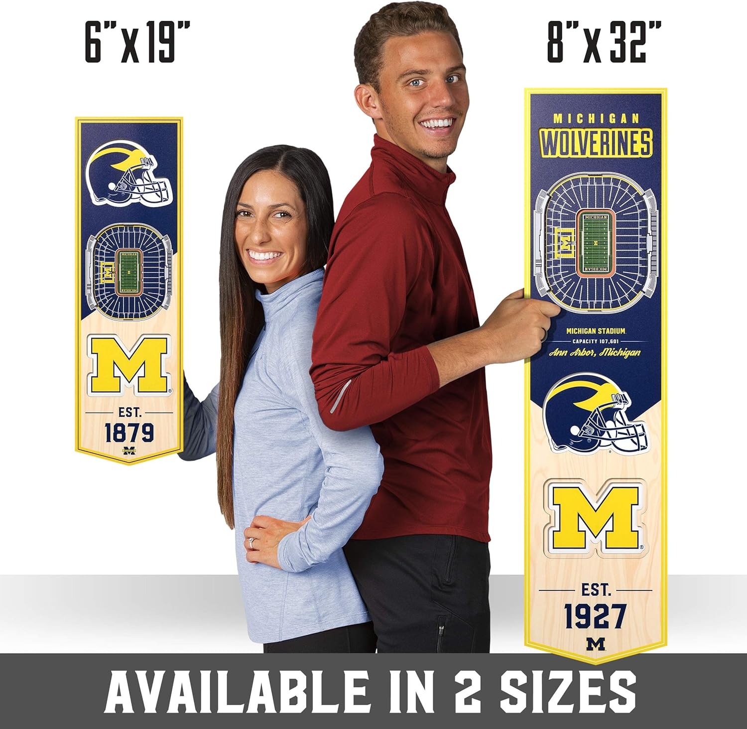 NCAA Michigan Wolverines Michigan Stadium 3D Stadium Banner-8x323D Stadium Banner - 8"x 32", Team Colors, 8" x 32" : Sports & Outdoors